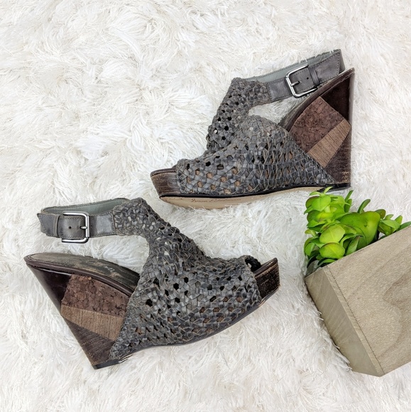 Sam Edelman Shoes - SAM EDELMAN Kasi woven leather wedge sandal brown